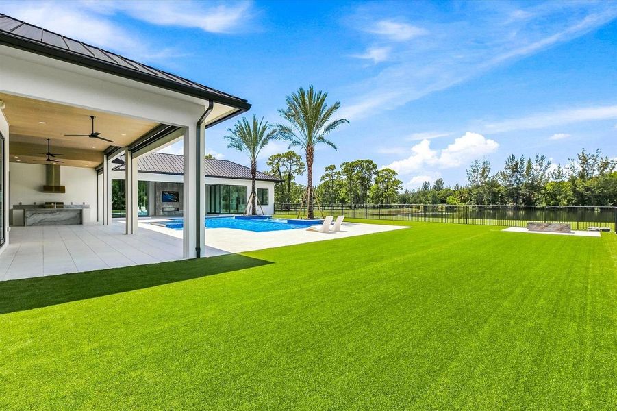 Turf around pool deck