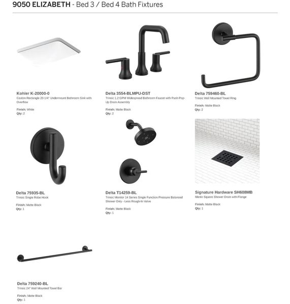 Bedroom 3 & Bedroom 4 Bath Fixtures Bedroom 3 & Bedroom 4 Bath Fixtures