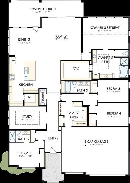 2D floor plan layout of this home in Dunham Pointe - Parkview Collection, Cypress, TX (Image 3). 2D floor plan layout of this home in Dunham Pointe - Parkview Collection, Cypress, TX (Image 3).