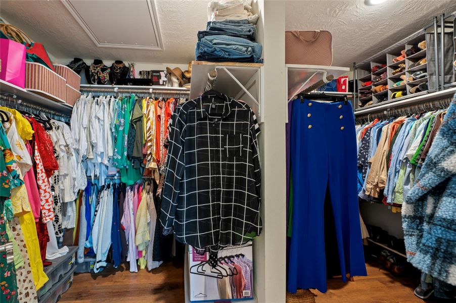 Large walk-in closet Large walk-in closet