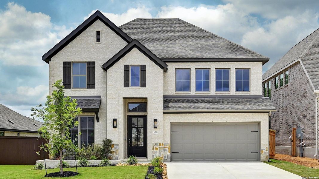Front exterior of a new home in Corley Farms, Boerne, TX, highlighting curb appeal (Image 2). Front exterior of a new home in Corley Farms, Boerne, TX, highlighting curb appeal (Image 2).