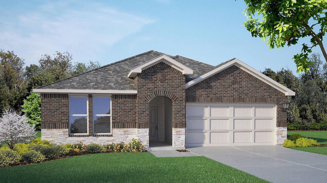 Front exterior of a new home in Homestead at Parks Bell Ranch, Odessa, TX, highlighting curb appeal (Image 18).