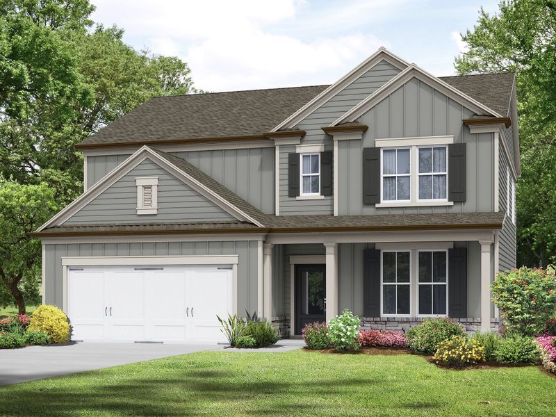 Representative exterior photo of a completed home built from the The Landon II by My Home Communities in Ellington Farms, Statham, GA (Image 2). Representative exterior photo of a completed home built from the The Landon II by My Home Communities in Ellington Farms, Statham, GA (Image 2).