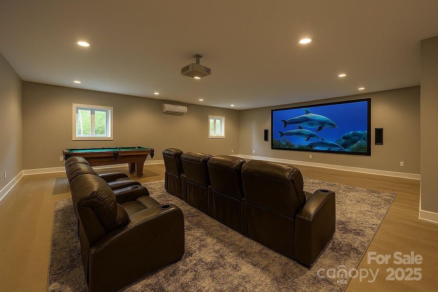 Grand Virtually Staged Home Theater or Game Room