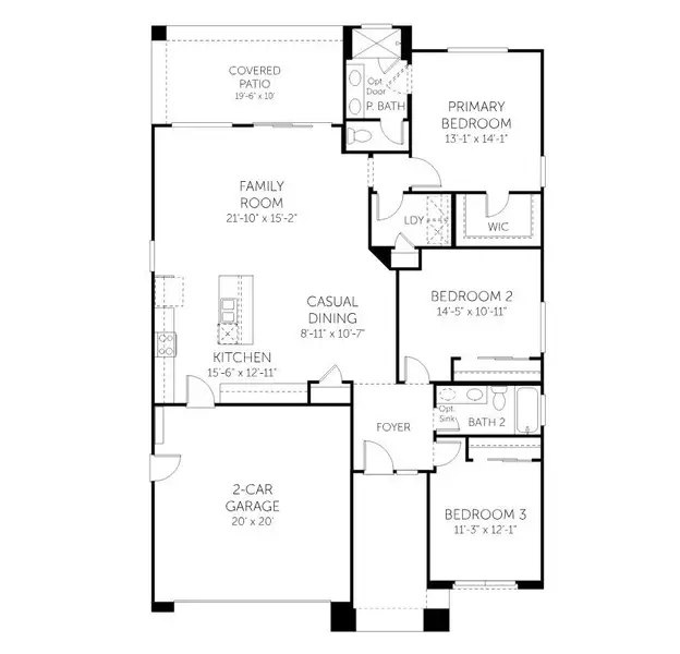 2D floor plan layout for the Aurora - Single Family Homes by Dream Finders Homes in El Cidro, Goodyear, AZ (Image 3).