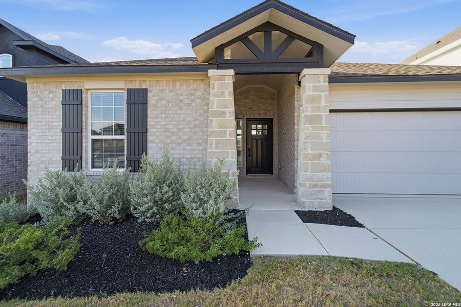 Exterior details and patio area of a home in The Woodlands at Medina Hills, Mico (Image 24). Exterior details and patio area of a home in The Woodlands at Medina Hills, Mico (Image 24).
