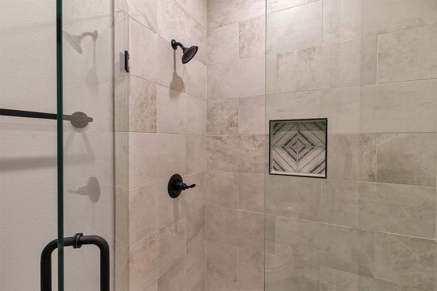 Bathroom view of a shower stall Bathroom view of a shower stall