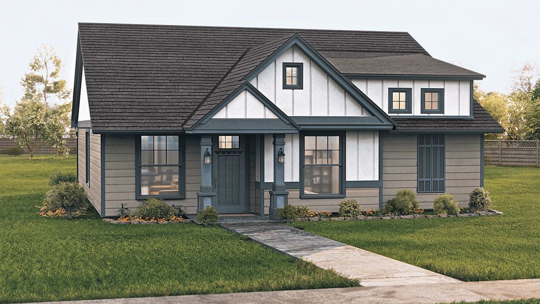 Front exterior of a new home in Heritage Towne, Midlothian, TX, highlighting curb appeal (Image 1). Front exterior of a new home in Heritage Towne, Midlothian, TX, highlighting curb appeal (Image 1).