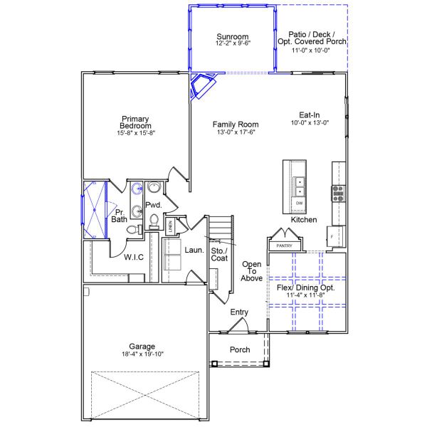 2D floor plan layout of this home in Fieldstone, Lexington, NC (Image 3).