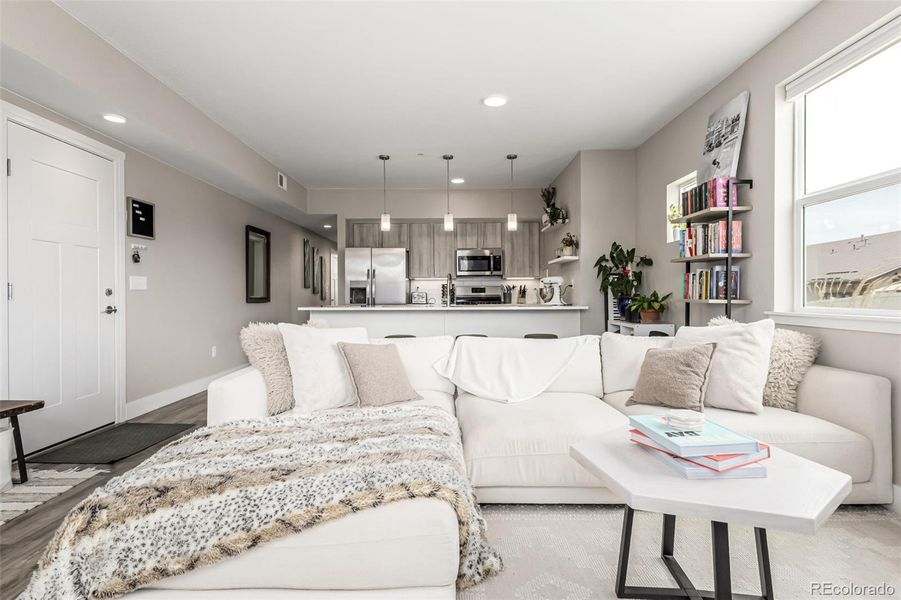 Living room area-- lots of natural light!