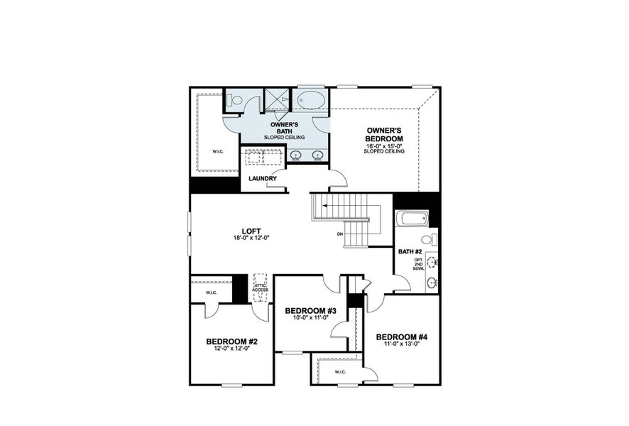 2D floor plan layout of this home in Cascades at Onion Creek, Austin, TX (Image 3).