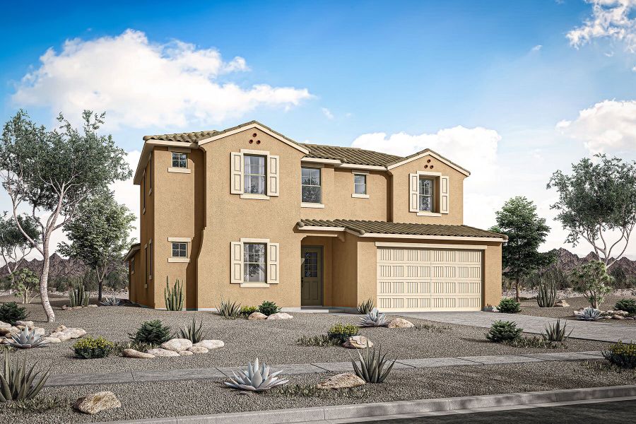 Representative exterior photo of a completed home built from the Slate by Mattamy Homes in Miravida, Surprise, AZ (Image 25).