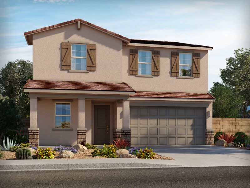 Representative exterior photo of a completed home built from the Nirvana by Meritage Homes in La Estancia - Arcadia, Tucson, AZ (Image 2).