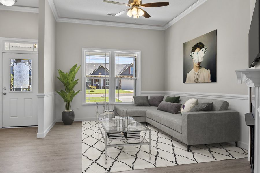 Representative furnished interior of a home built from the Cherokee by Enchanted Homes in Lonesome Dove, San Antonio (Image 7).