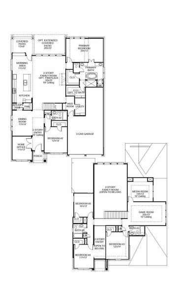 2D floor plan layout of this home in Katy Court 65', Katy, TX (Image 2).