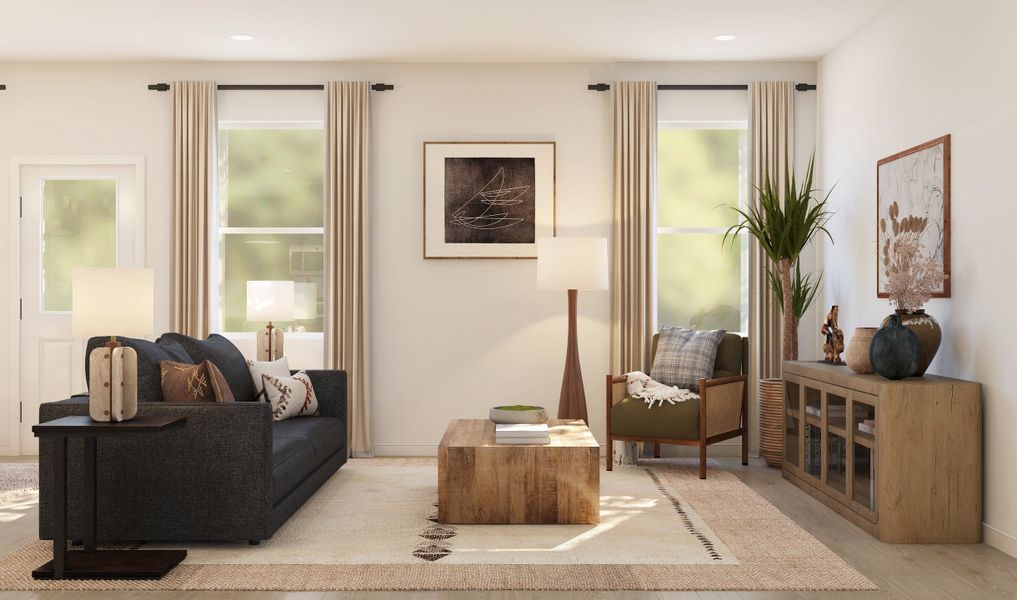 Great room with gorgeous flooring Great room with gorgeous flooring