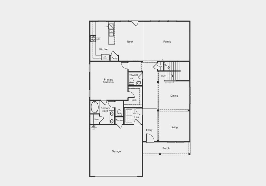 2D floor plan layout for the Plan 2824 by KB Home in Eagle Creek, Denton, TX (Image 3).