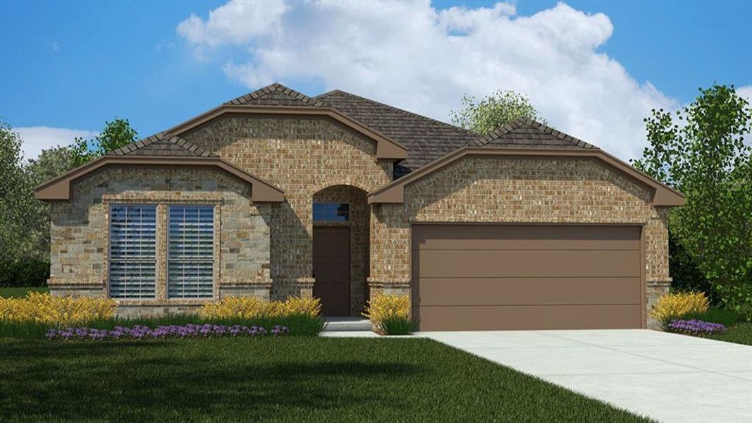 Front Elevation-D.R. Horton's Crownpoint Floor Plan Elevation- A-All Home and community information, including pricing, included features, terms, availability and amenities, are subject to change at any time without notice or obligation. All Drawings, pictures, photographs, video, square footages, floor plans, elevations, features, colors and sizes are approximate for illustration purposes only and will vary from the homes as built.