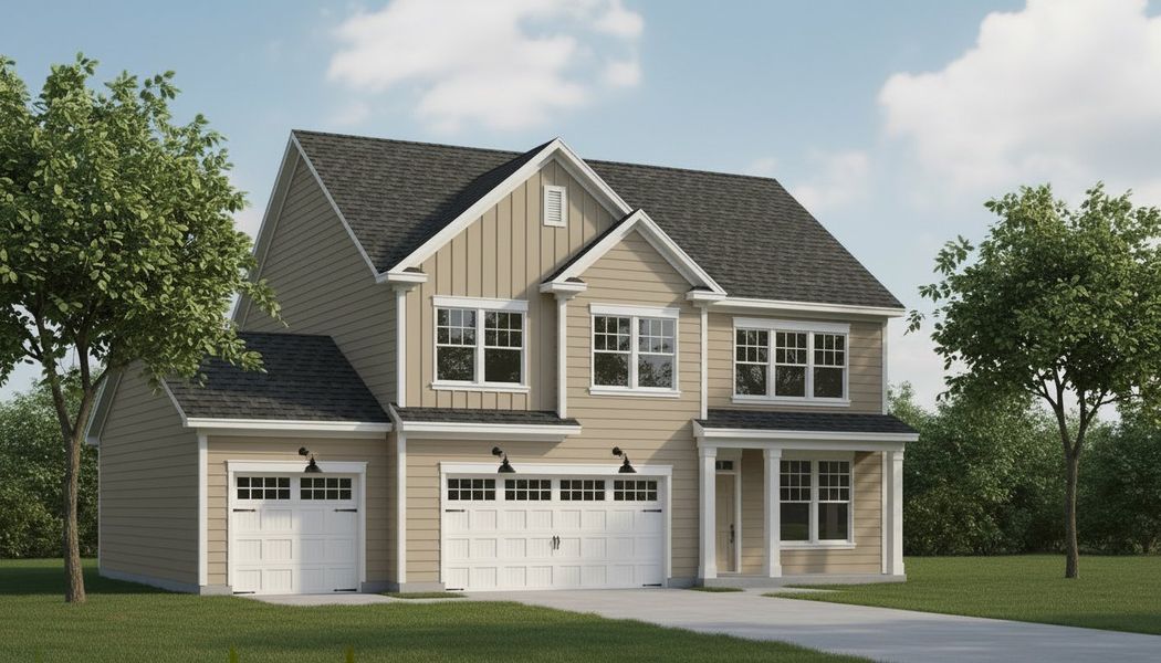 Front exterior of a new home in Dixon Grove, Grimesland, NC, highlighting curb appeal (Image 1). Front exterior of a new home in Dixon Grove, Grimesland, NC, highlighting curb appeal (Image 1).