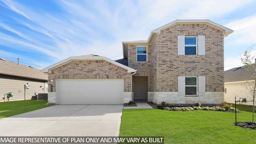 Representative exterior photo of a completed home built from the Midland by D.R. Horton in Grand Pines, Magnolia, TX (Image 1). Representative exterior photo of a completed home built from the Midland by D.R. Horton in Grand Pines, Magnolia, TX (Image 1).