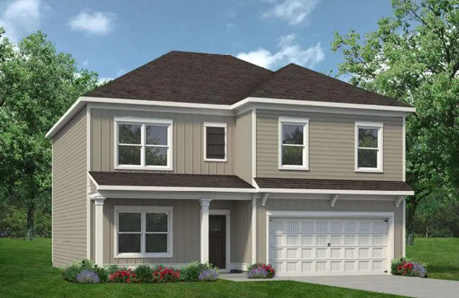 Front exterior of a new home in Summerfield Place, Carrollton, GA, highlighting curb appeal (Image 1). Front exterior of a new home in Summerfield Place, Carrollton, GA, highlighting curb appeal (Image 1).
