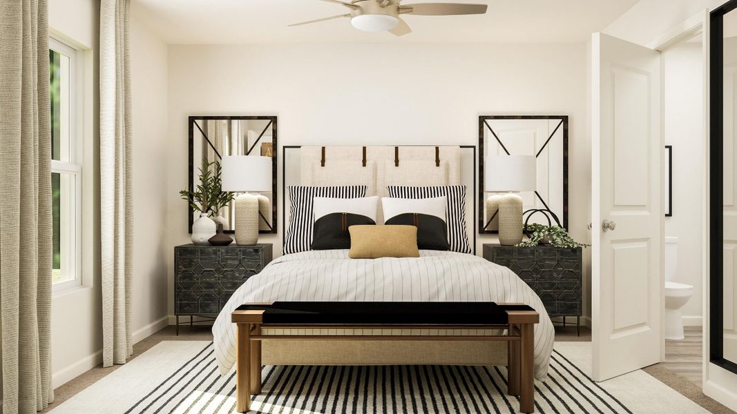 Owner's suite with attached bathroom and walk-in closet.