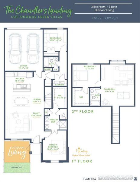 2D floor plan layout of this home in Cottonwood Creek, Wylie, TX (Image 3).