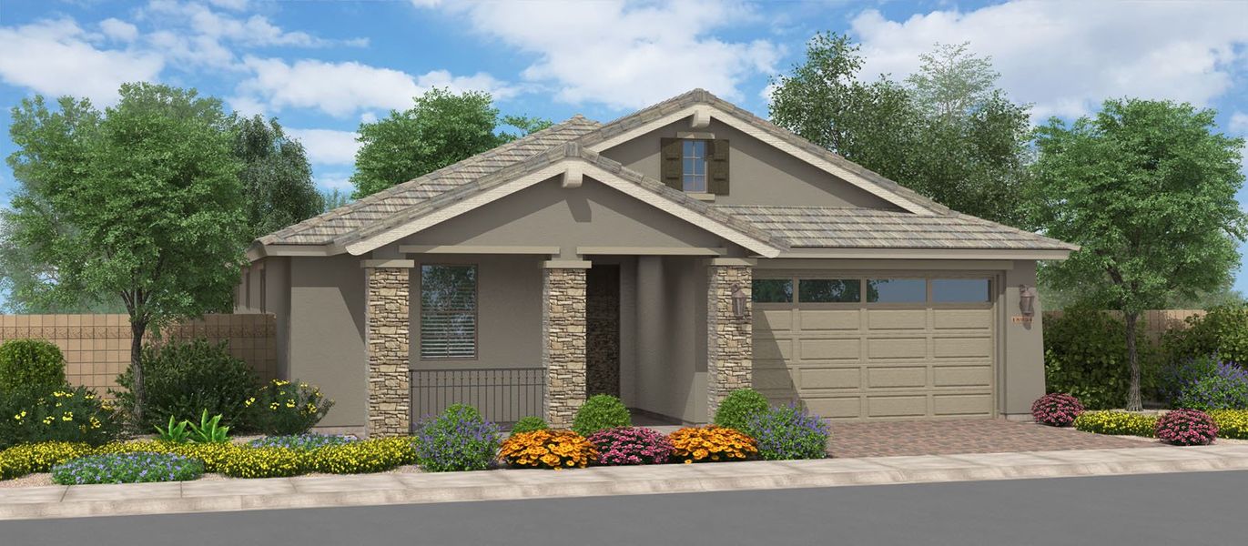 Representative exterior photo of a completed home built from the Summit Lake by Fulton Homes in Silverado at Enclave, Litchfield Park, AZ (Image 6).