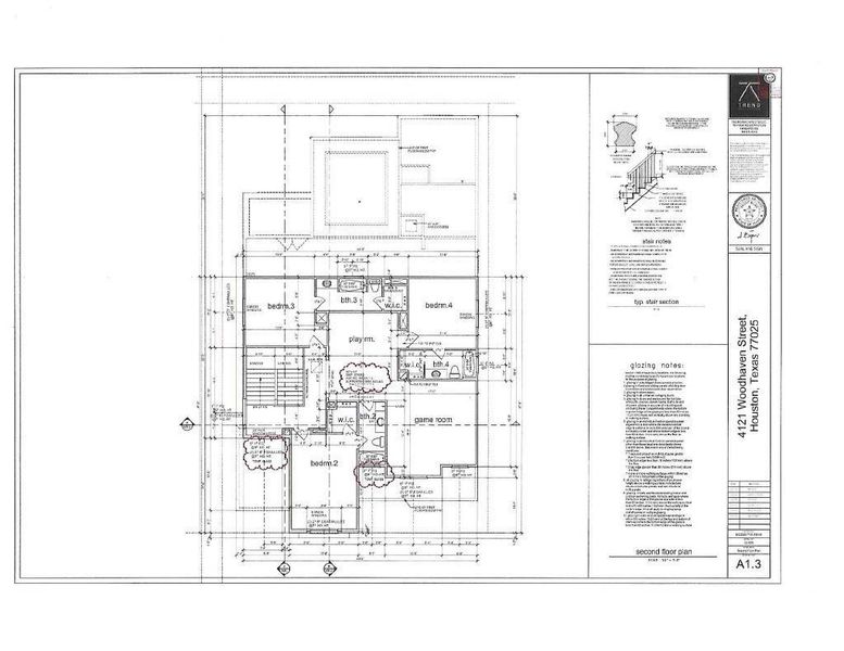 Builder plans of the second floor at 4121 Woodhaven Builder plans of the second floor at 4121 Woodhaven