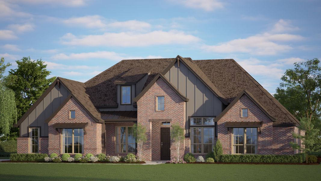 Representative exterior photo of a completed home built from the Concept 3441 by Risewell Homes in Paloma Ranch, New Fairview, TX (Image 6).