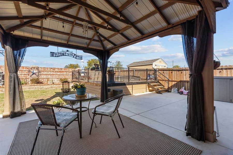 View of patio / terrace with a gazebo