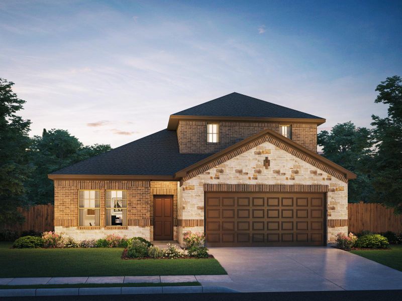 Front exterior of a new home in Sundance Cove - Classic Series, Crosby, TX, highlighting curb appeal (Image 1).
