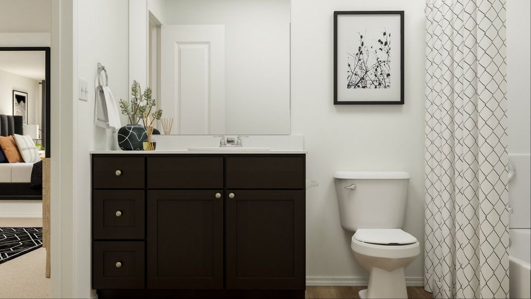 Red Oak Bathroom Vanity and toilet