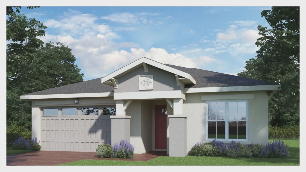 Representative exterior photo of a completed home built from the Dupree II by Jones Homes USA in Reserve at Twin Lakes, St. Cloud, FL (Image 3). Representative exterior photo of a completed home built from the Dupree II by Jones Homes USA in Reserve at Twin Lakes, St. Cloud, FL (Image 3).