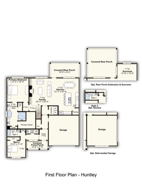 2D floor plan layout for the Huntley by Grant & Co in Lockwood, Collierville, TN (Image 3).