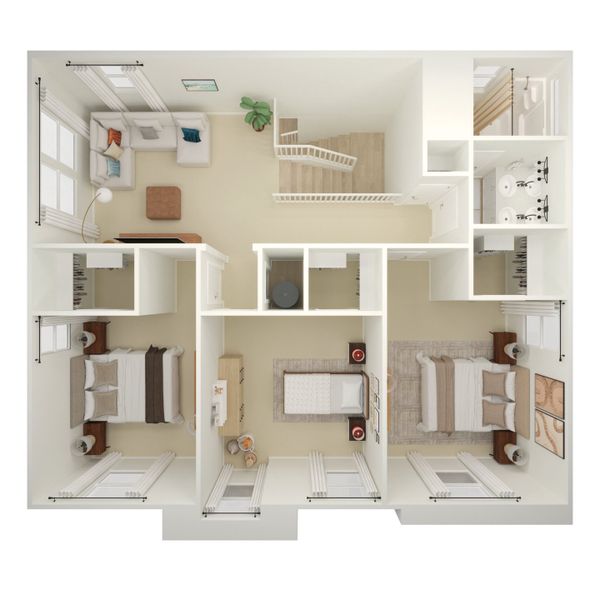 2D floor plan layout for the Reine by K. Hovnanian® Homes in Viviendo, Chandler, AZ (Image 12).