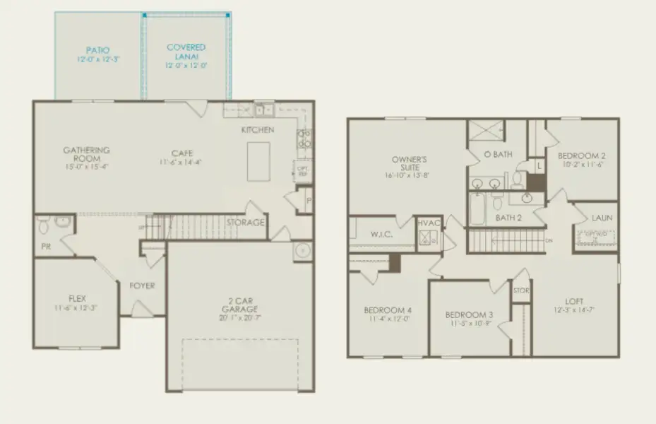 2D floor plan layout of this home in Bradford Pointe, Summerville, SC (Image 5).