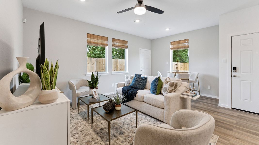 Furnished interior view inside a new home in Mansfield Estates, Houston (Image 3). Furnished interior view inside a new home in Mansfield Estates, Houston (Image 3).