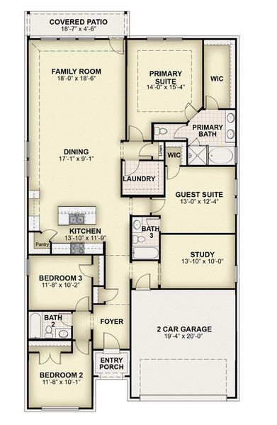 2D floor plan layout of this home in Wildflower Ranch, Fort Worth, TX (Image 5).