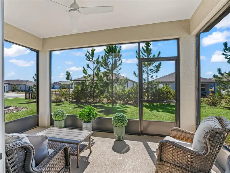 Exterior details and patio area of a home in Del Webb Stone Creek, Ocala (Image 4).