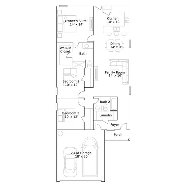 2D floor plan layout of this home in Avalon Ridge, Conroe, TX (Image 2).
