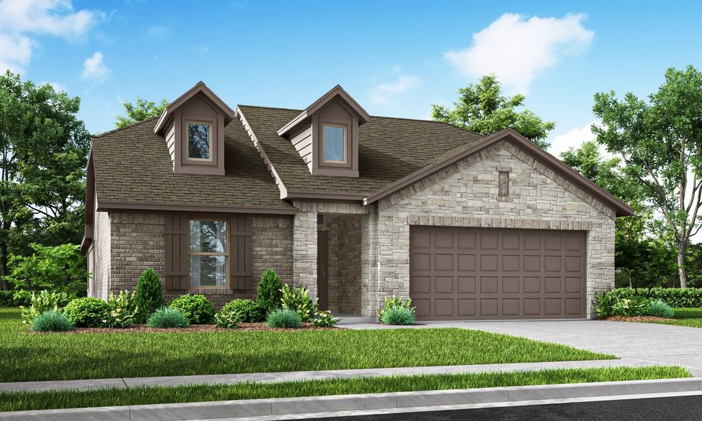Representative exterior photo of a completed home built from the Cheyenne by Impression Homes in De Berry Reserve, Royse City, TX (Image 15). Representative exterior photo of a completed home built from the Cheyenne by Impression Homes in De Berry Reserve, Royse City, TX (Image 15).