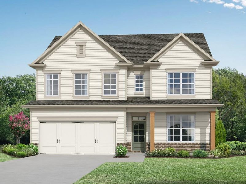 Front exterior of a new home in , Sugar Hill, GA, highlighting curb appeal (Image 1).