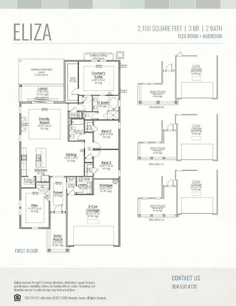 2D floor plan layout for the Eliza by Riverside Homes in Sagebrush at EverRange, Jacksonville, FL (Image 5).