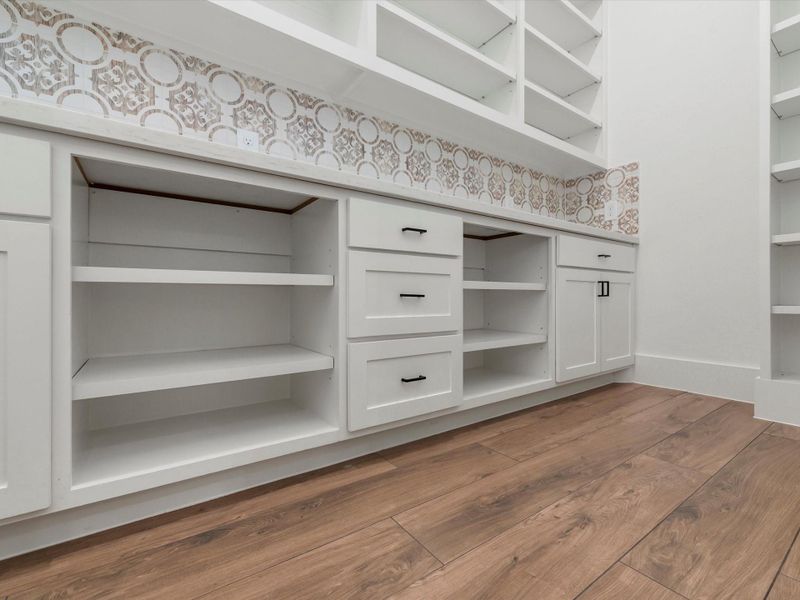 Closer view of pantry details. Closer view of pantry details.