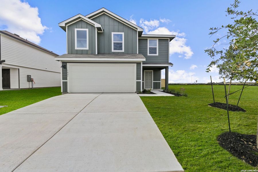 Front exterior of a new home in Swenson Heights, Seguin, TX, highlighting curb appeal (Image 2).