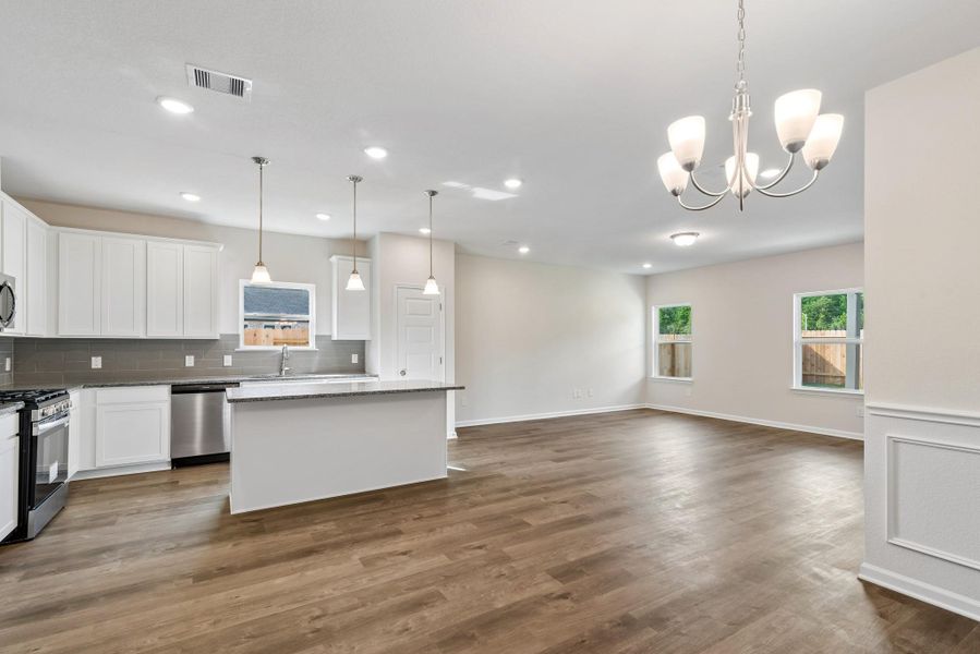 The Pearson-Kitchen and Family Room from Dining Room