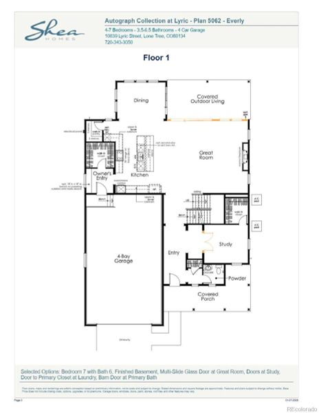 2D floor plan layout of this home in Autograph at Lyric, Lone Tree, CO (Image 3).