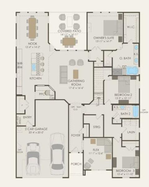 Floor plan - Pulte - Kennedale, Elevation D Main Level