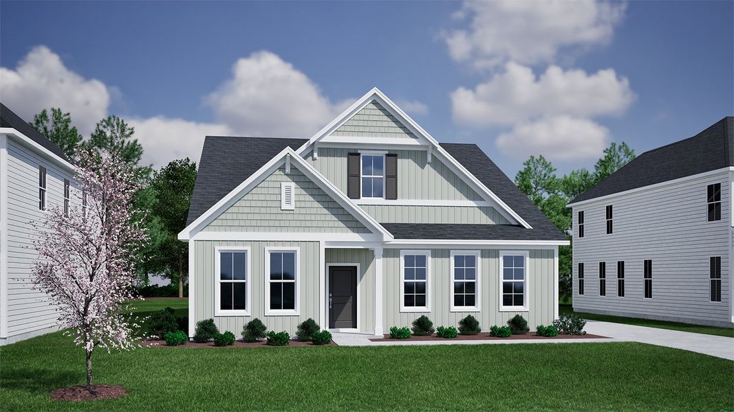 Representative exterior photo of a completed home built from the Hunter - Vanguard Collection by Mungo Homes in Ovation at Sweetbrier, Durham, NC (Image 15).